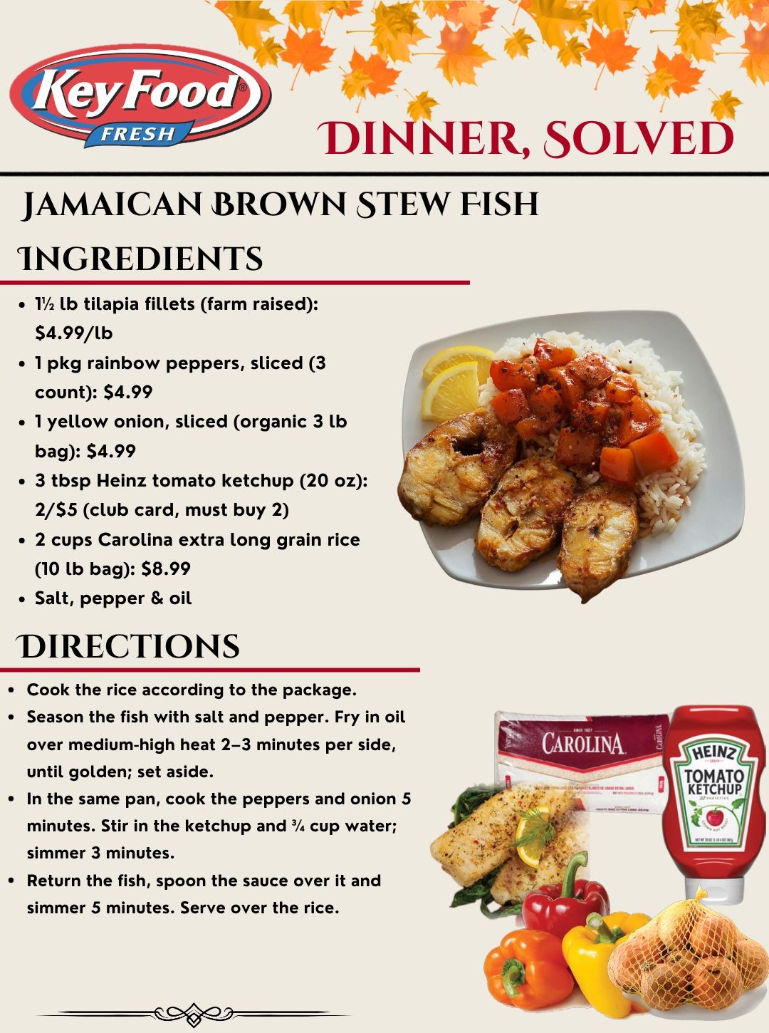 Meals in a Minute flyer: Jamaican Brown Stew Fish